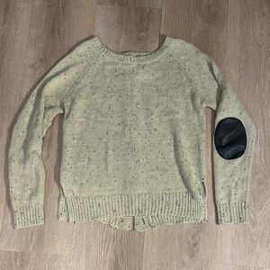 Market & Spruce Light Tan Sweater with Black Elbow Patch